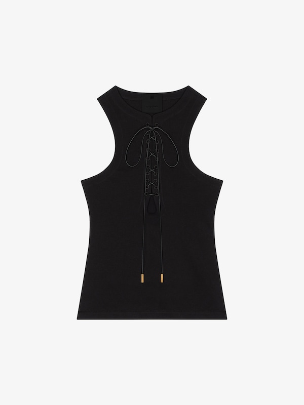Givenchy Slim fit tank top in cotton with laces and 4G detail Superdescuento