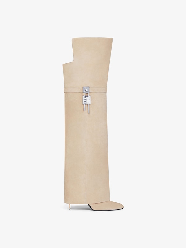 Givenchy Shark Lock Stiletto over-the-knee boots in suede Venta caliente