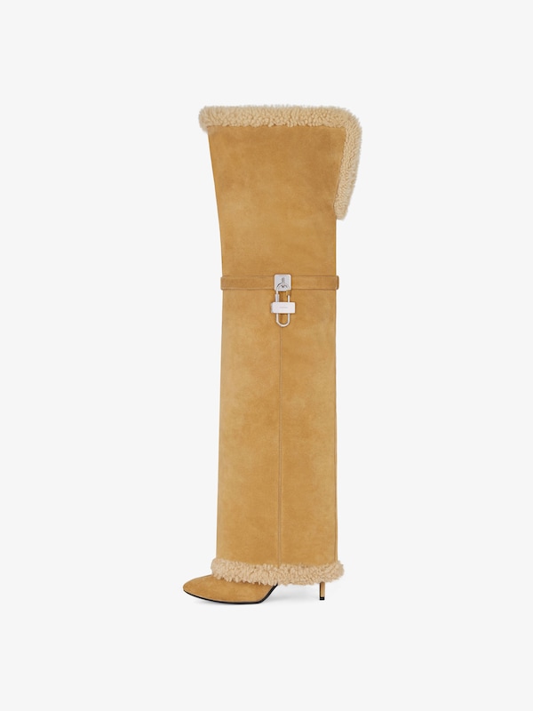 Givenchy Shark Lock Stiletto boots in suede and shearling En oferta