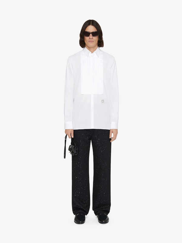 Givenchy Slim fit shirt in cotton and crystals with plastron Descuentos del mes