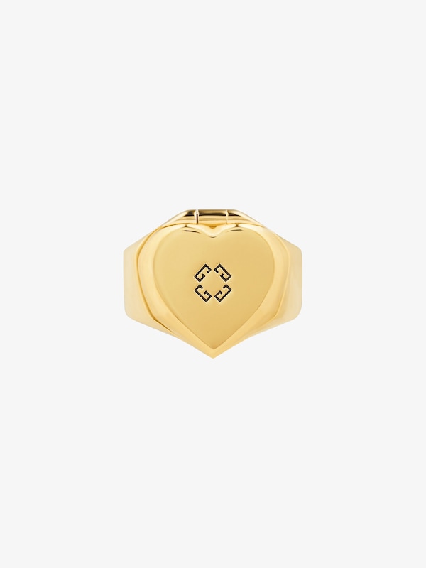 Givenchy Heart mirror signet ring in metal Rebajas