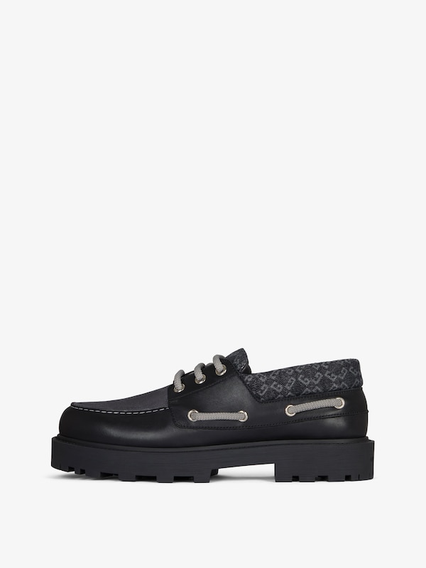 Givenchy Storm boat shoes in leather suede monogram 72 denim En oferta