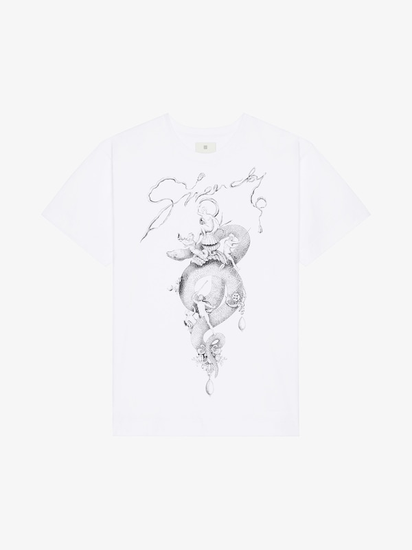 Givenchy T-shirt in cotton with chandelier and snake print Envío gratis