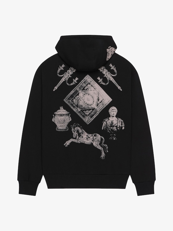 Givenchy Zipped hoodie in fleece with Hubert objects print Última moda