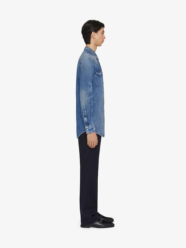 Givenchy Slim fit shirt in denim Mejor oferta