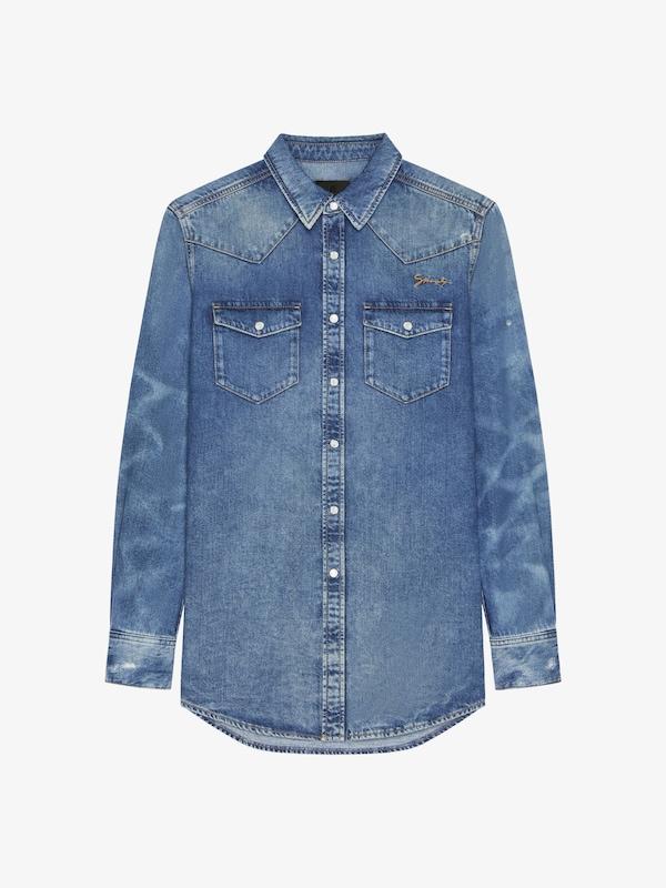 Givenchy Slim fit shirt in denim Mejor oferta