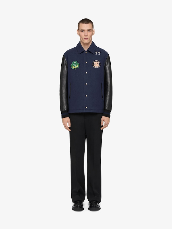 Givenchy Varsity jacket in wool and leather with patches Tienda de fábrica