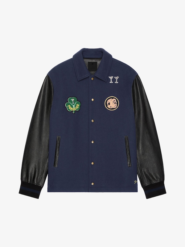 Givenchy Varsity jacket in wool and leather with patches Tienda de fábrica