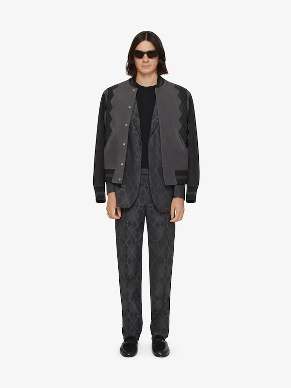 Givenchy Varsity jacket in grained leather with argyle pattern Limitado a 3 días