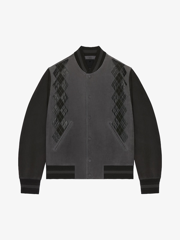Givenchy Varsity jacket in grained leather with argyle pattern Limitado a 3 días