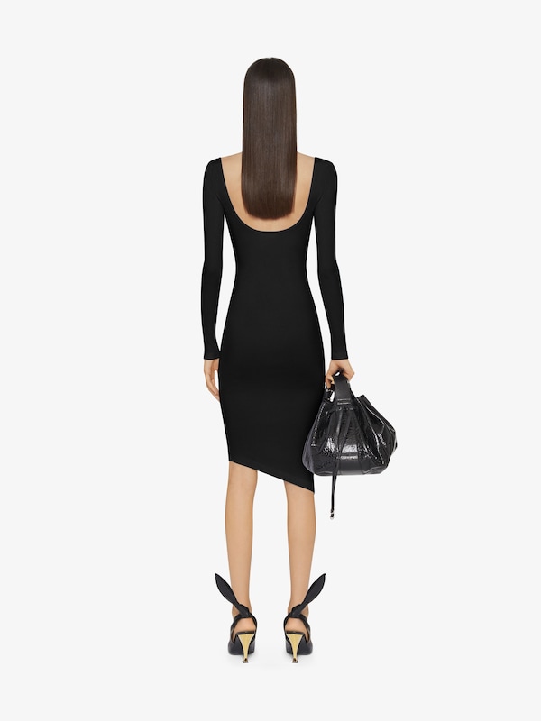 Givenchy Asymmetric dress in ribbed cotton with 4G Liquid detail Outlet online
