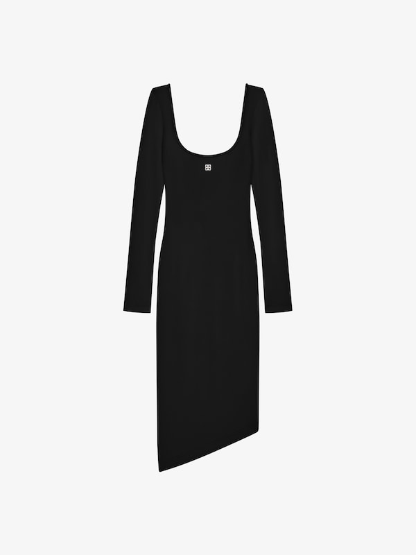 Givenchy Asymmetric dress in ribbed cotton with 4G Liquid detail Outlet online