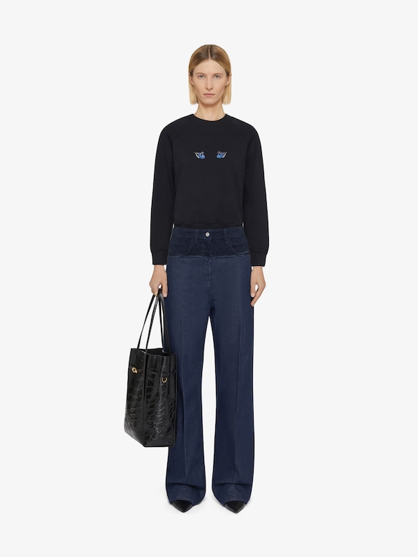 Givenchy Slim fit sweatshirt in fleece with cat eye embroidery Rebajas de fábrica