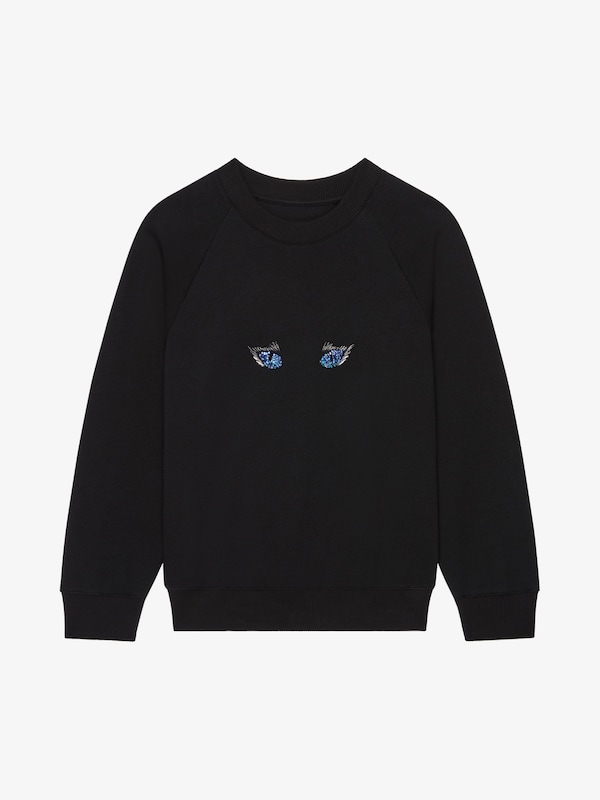 Givenchy Slim fit sweatshirt in fleece with cat eye embroidery Rebajas de fábrica