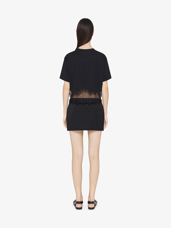 Givenchy Cropped t-shirt in cotton and lace Promoción trimestral
