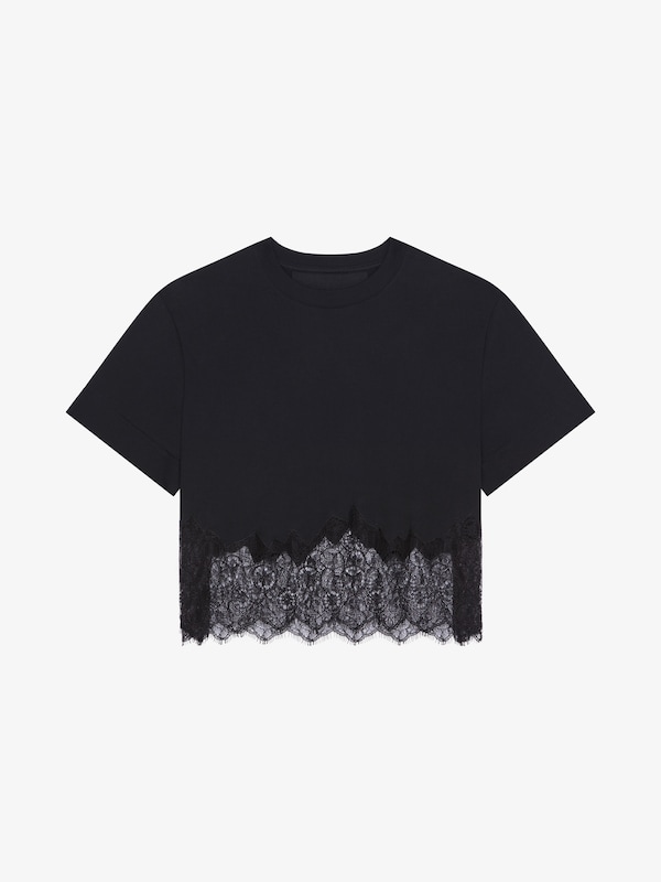Givenchy Cropped t-shirt in cotton and lace Promoción trimestral