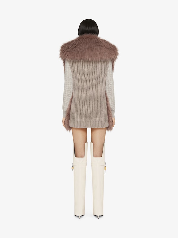 Givenchy Sleeveless jacket in faux fur and knit Descuento por venta flash