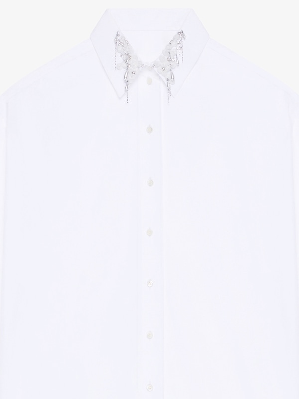 Givenchy Oversized shirt in cotton with crystals and pearls Outlet