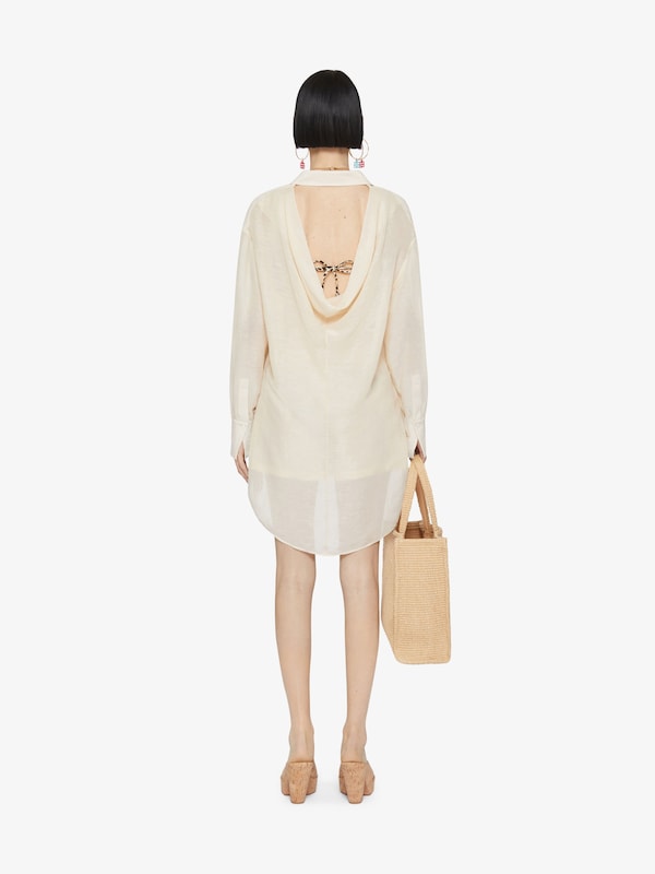 Givenchy Oversized shirt in silk and linen with draped back Gran oferta