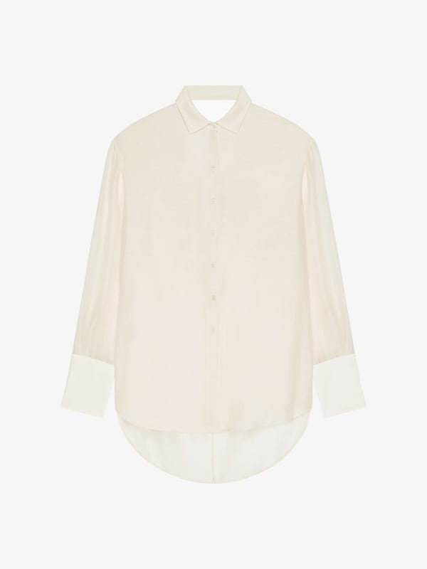 Givenchy Oversized shirt in silk and linen with draped back Gran oferta