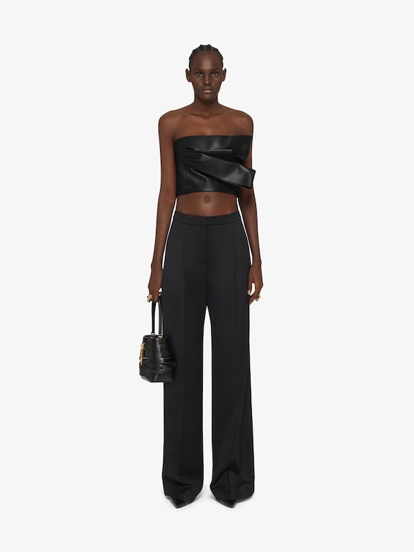 Givenchy Cropped bustier top in leather with draped detail Ventas relámpago