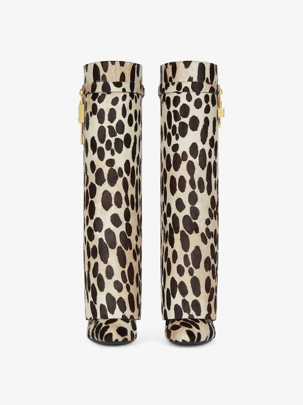 Givenchy Shark Lock Stiletto boots in pony with leopard print Tienda