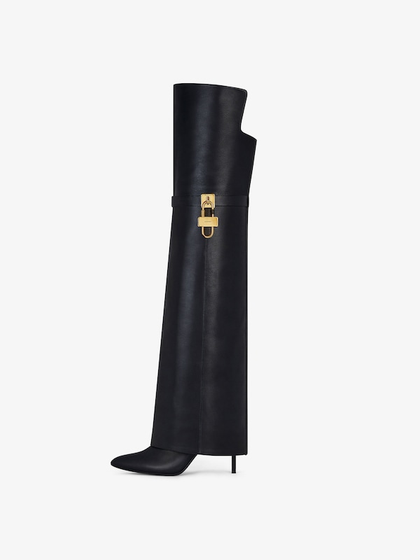 Givenchy Shark Lock Stiletto over-the-knee boots in leather Rebajas top