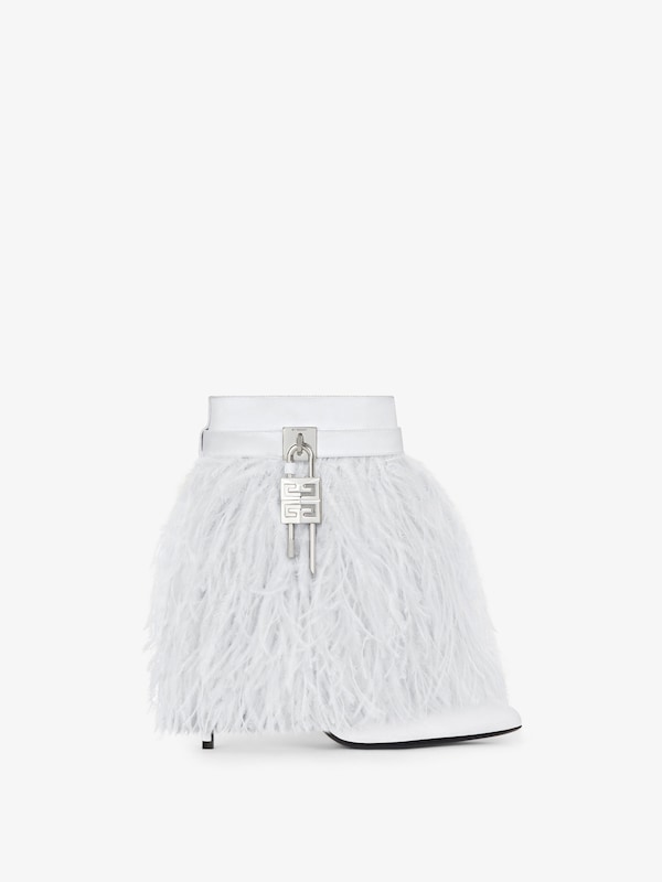 Givenchy Shark Lock Stiletto ankle boots in satin with feathers Envío gratis