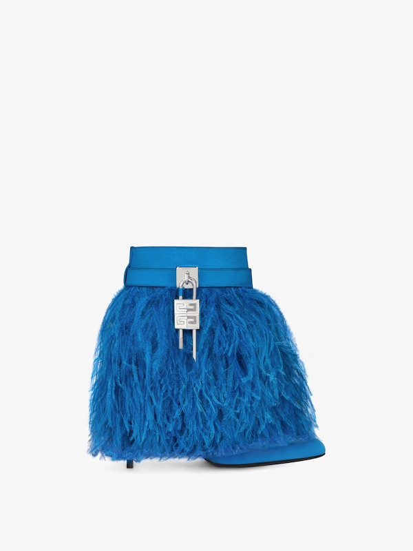 Givenchy Shark Lock Stiletto ankle boots in satin with feathers Oferta especial