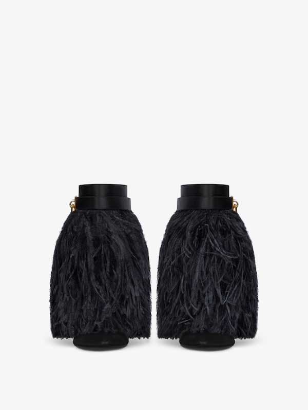 Givenchy Shark Lock Stiletto ankle boots in satin with feathers Envío gratis