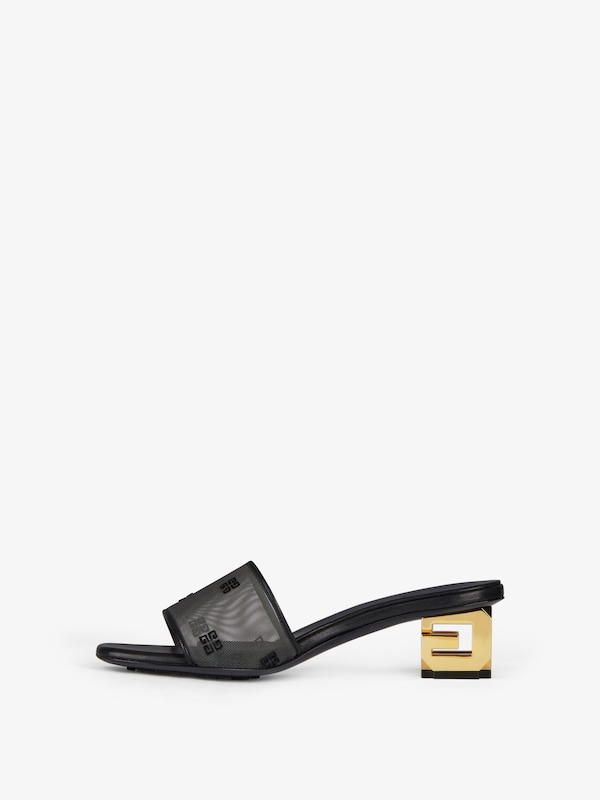 Givenchy G Cube heeled mules in 4G transparent mesh Devoluciones gratuitas