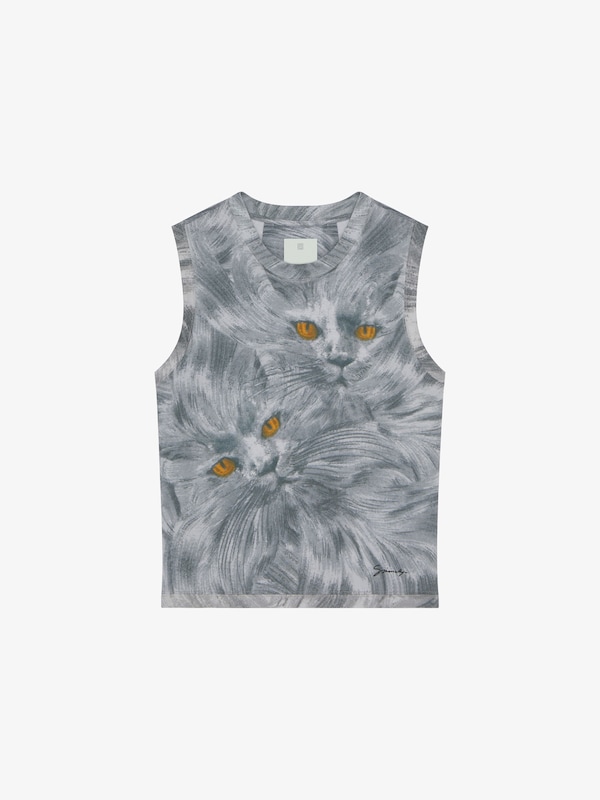 Givenchy Printed cat tank top in cotton Precios de Black Friday