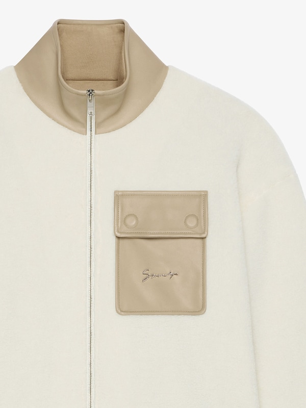 Givenchy Zipped sweatshirt in fleece and leather Rebajas baratas