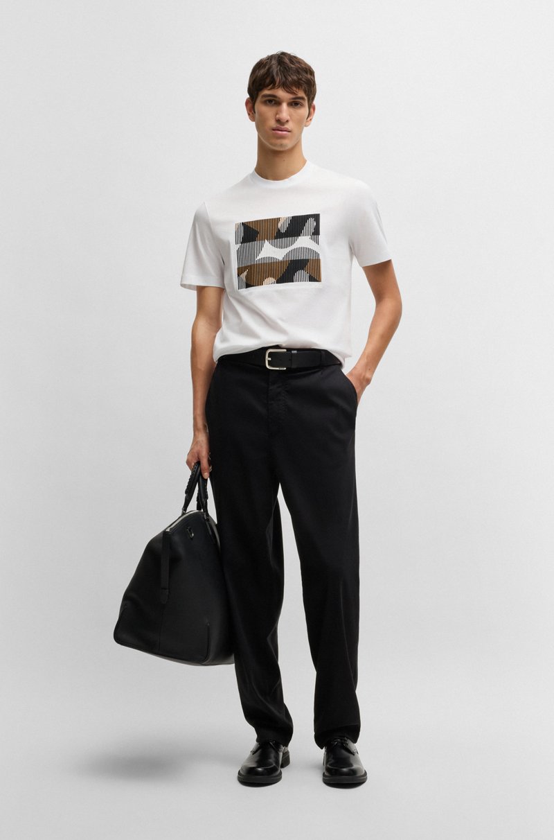 Hugo Boss Camiseta de algodón mercerizado con ilustración de la marca Liquidación