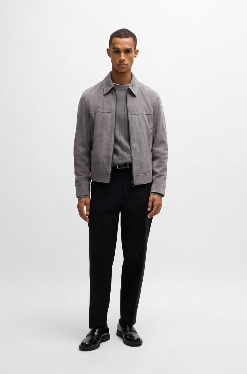 Hugo Boss Chaqueta regular fit de ante suave con cremallera en la parte delantera Envío internacional gratuito