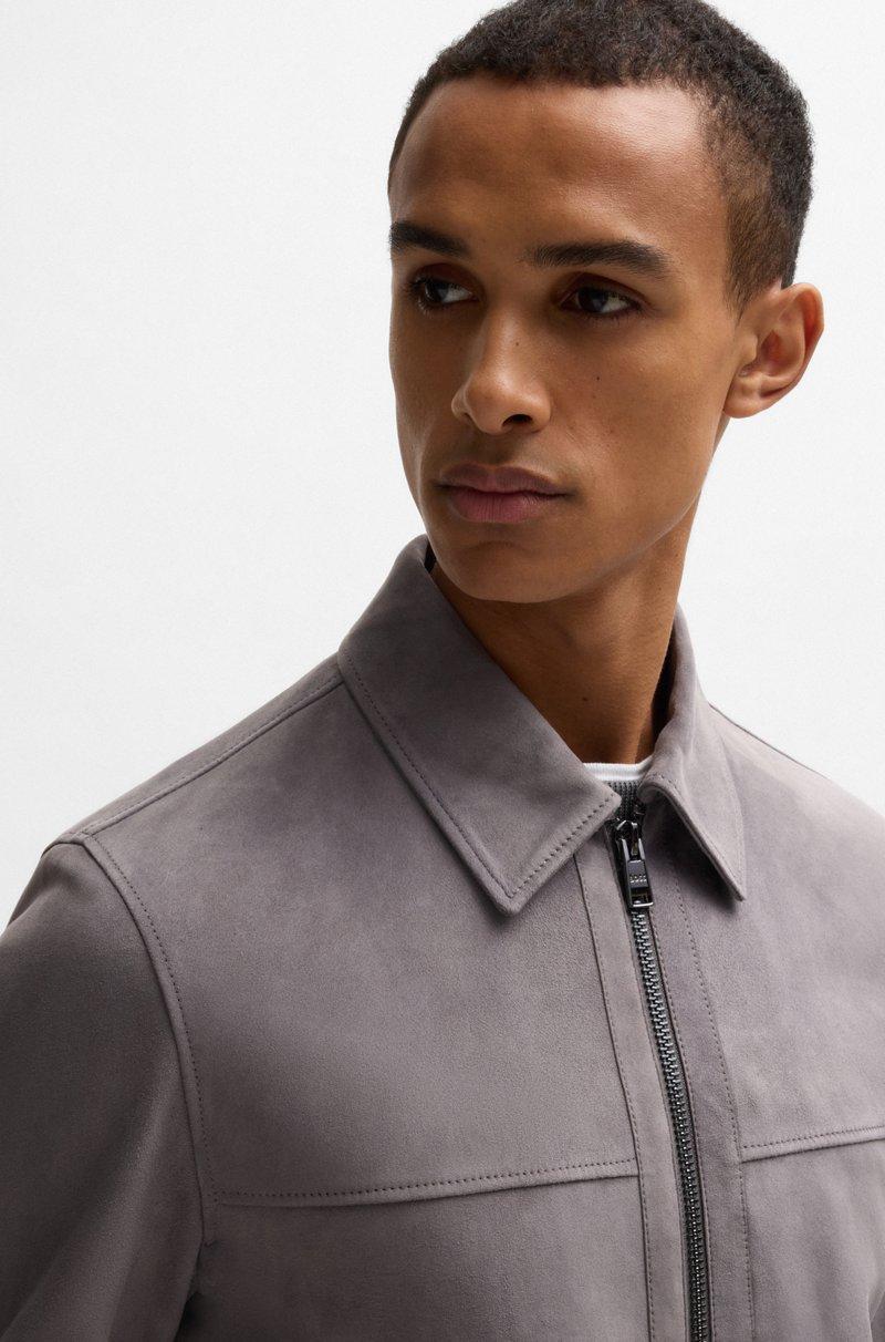 Hugo Boss Chaqueta regular fit de ante suave con cremallera en la parte delantera Envío internacional gratuito