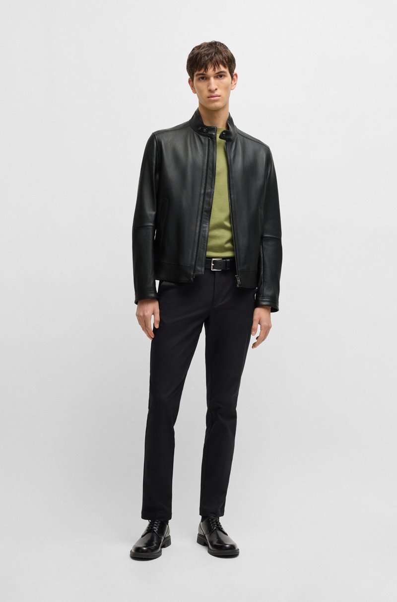 Hugo Boss Cazadora regular fit en piel de napa granulada Ahorra y exporta