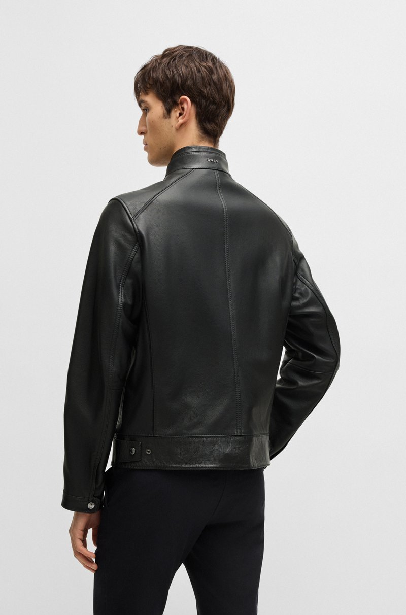 Hugo Boss Cazadora regular fit en piel de napa granulada Ahorra y exporta