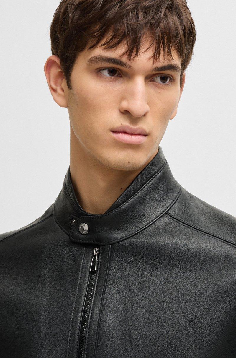 Hugo Boss Cazadora regular fit en piel de napa granulada Ahorra y exporta