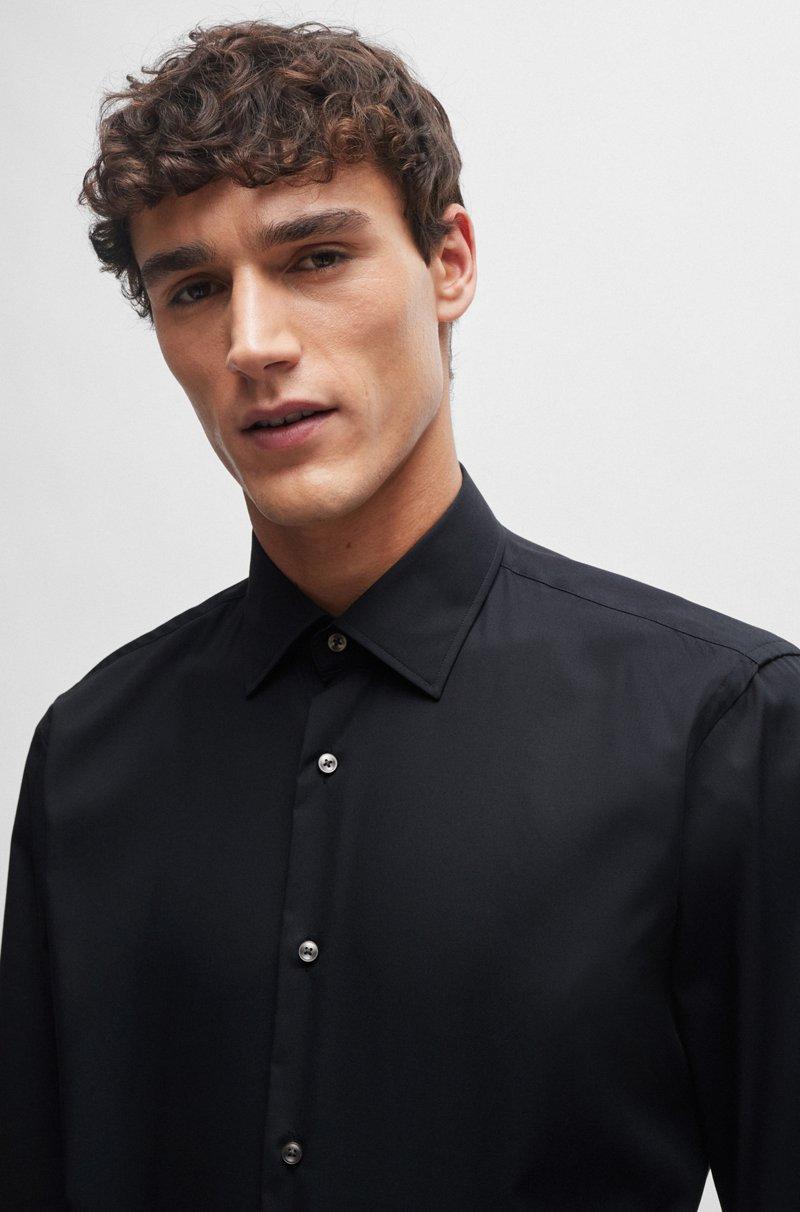 Hugo Boss Camisa regular fit en popelín de algodón elástico de planchado fácil Última moda