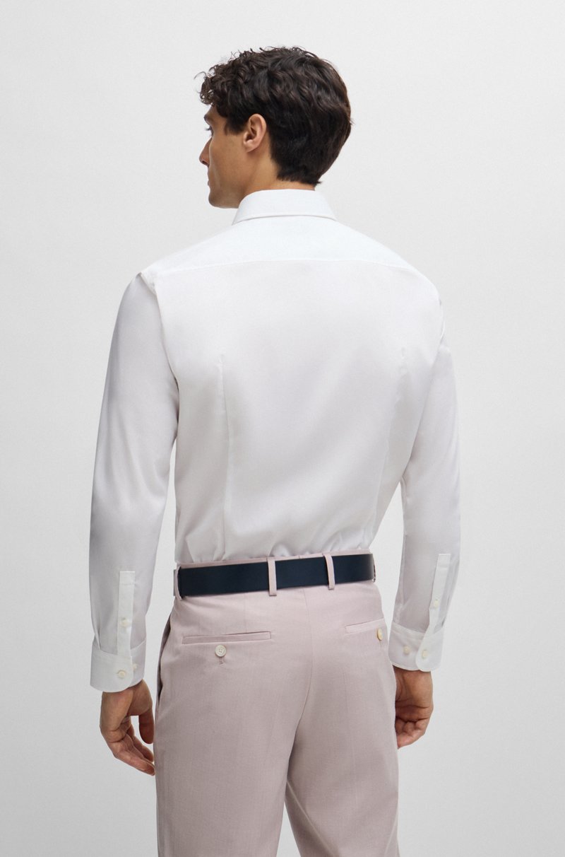 Hugo Boss Camisa slim fit en popelín de algodón elástico de planchado fácil Descuento por venta flash