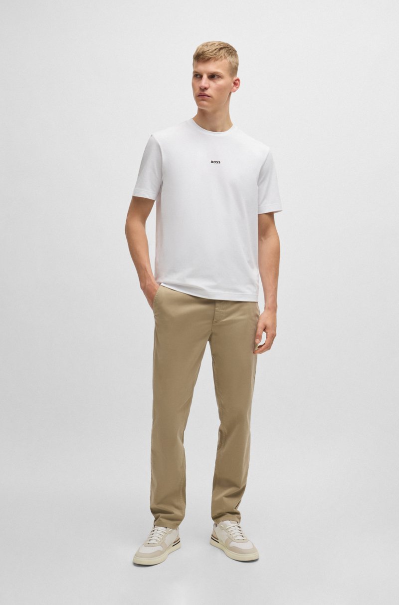 Hugo Boss Chinos tapered fit de raso de algodón elástico 2025