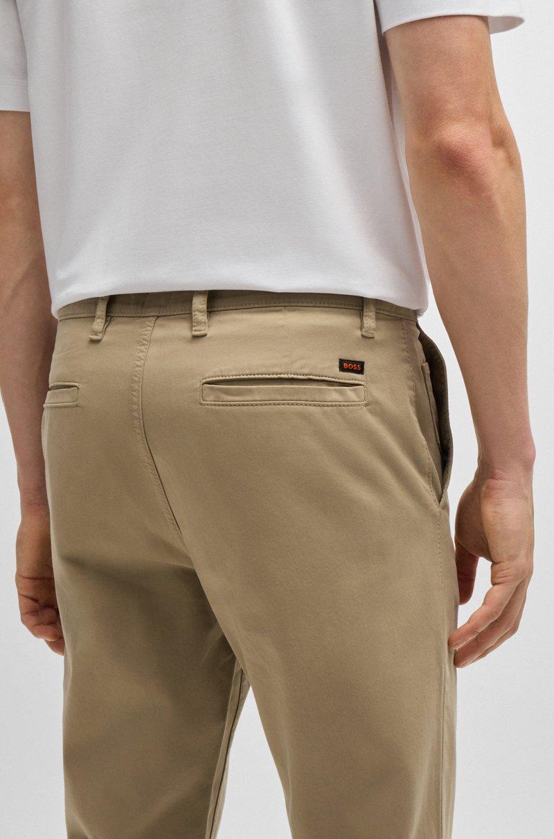 Hugo Boss Chinos tapered fit de raso de algodón elástico 2025