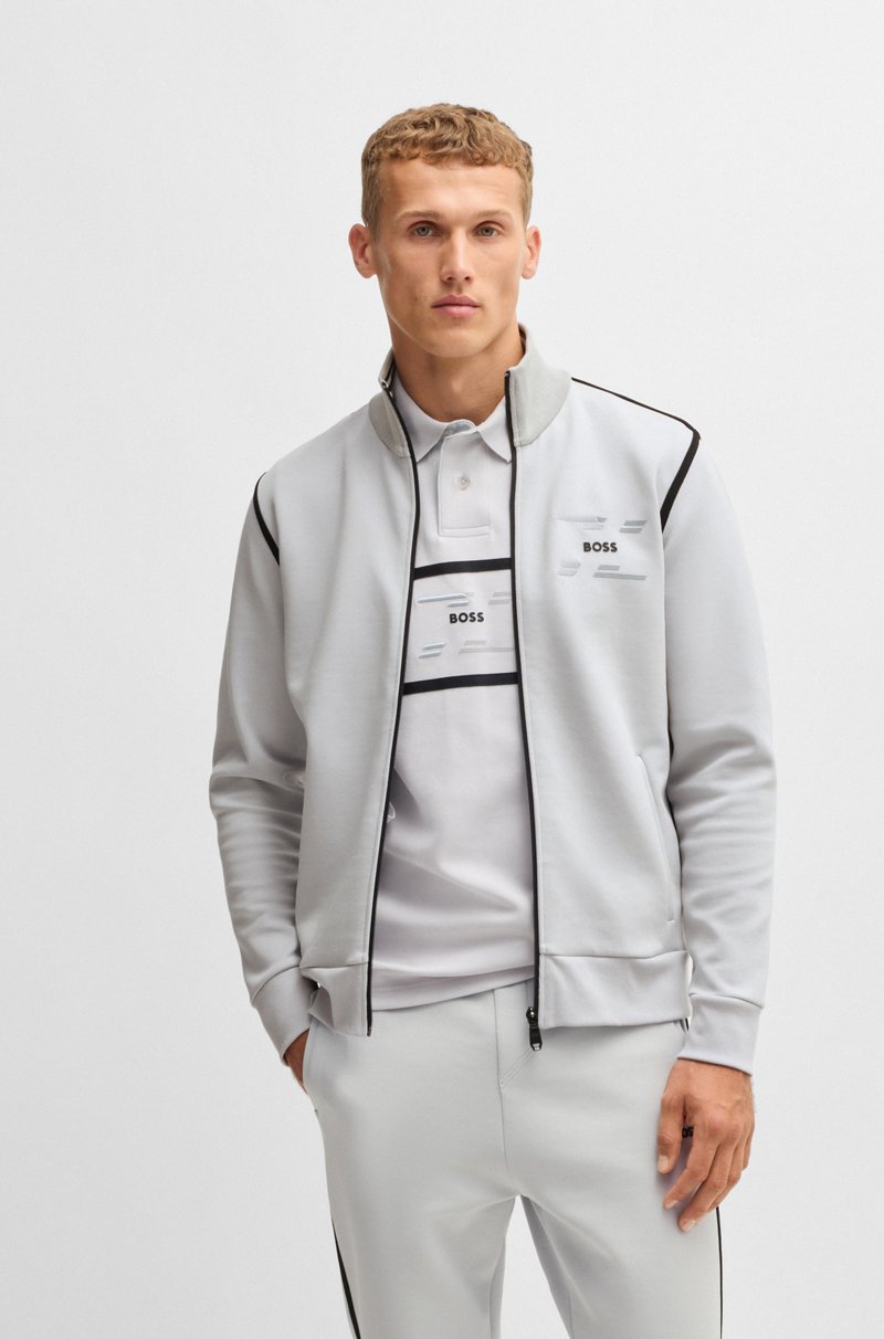 Hugo Boss Sudadera de algodón con cremallera y logo de diseño Gran oferta