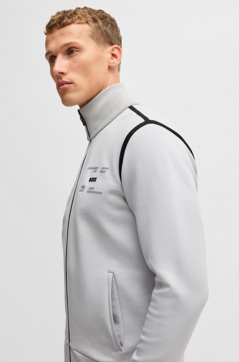 Hugo Boss Sudadera de algodón con cremallera y logo de diseño Gran oferta