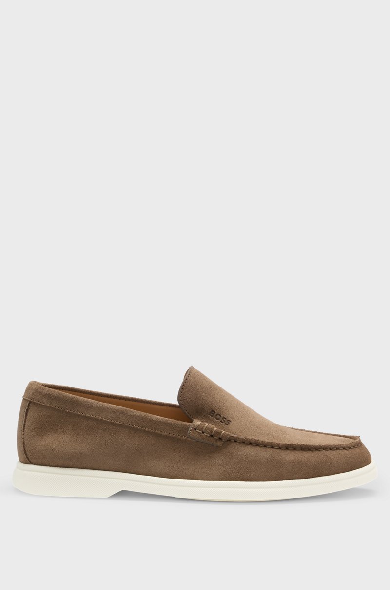 Hugo Boss Mocasines de ante con suela en contraste Rebajas online