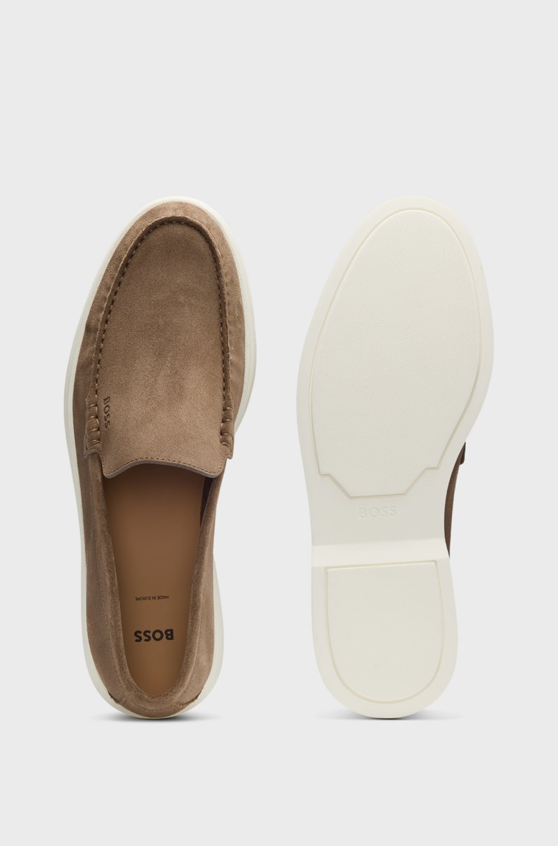 Hugo Boss Mocasines de ante con suela en contraste Rebajas online