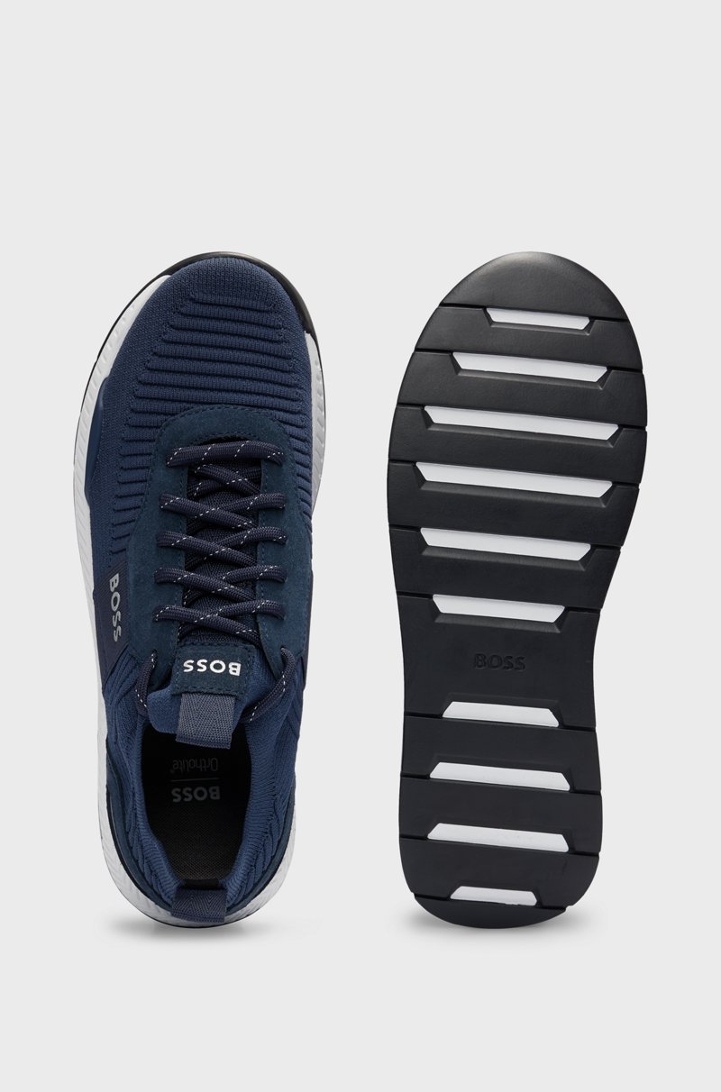 Hugo Boss Deportivas de punto con detalles de la marca y ribetes de ante COMPRAR AHORA