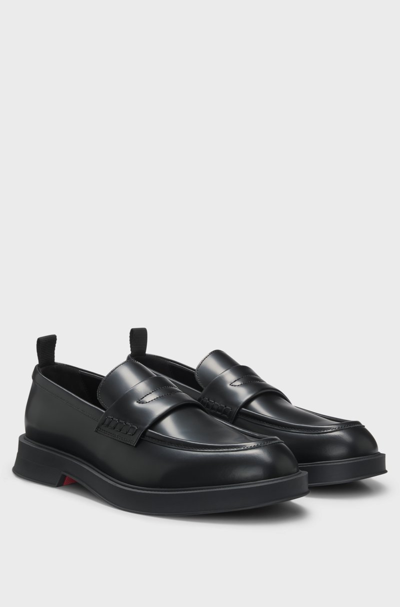 Hugo Boss Mocasines de piel cepillada con tira acolchada Precio de fábrica