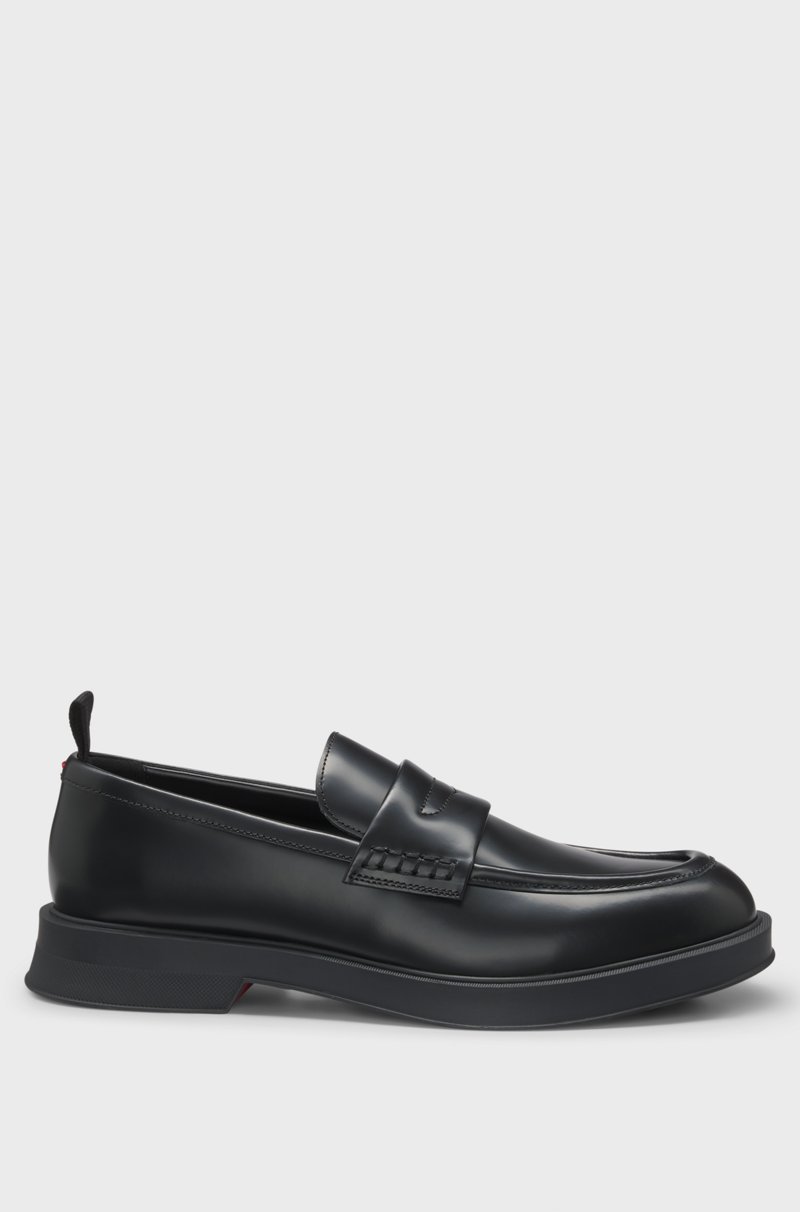 Hugo Boss Mocasines de piel cepillada con tira acolchada Precio de fábrica